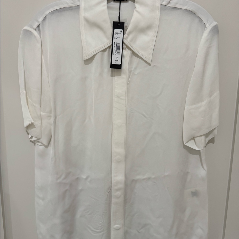 Alice + Olivia Brady White Button-Up Blouse